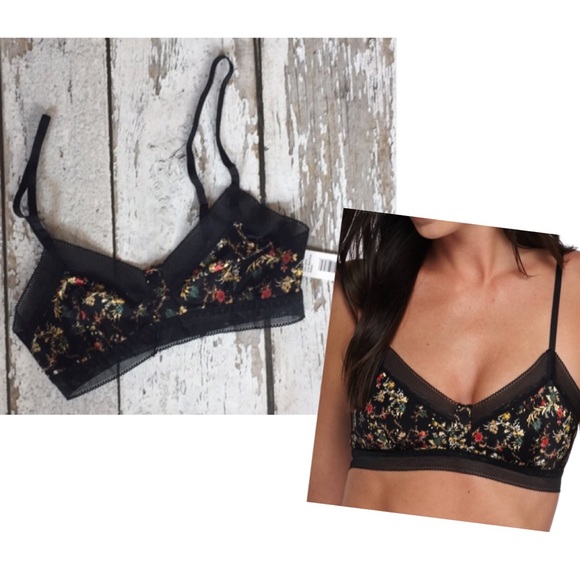Sam Edelman Other - NWT- Sam Edelman Black Floral Bralette - Sz S